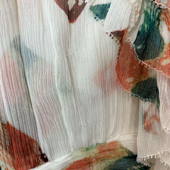 Ulla Johnson Ivory Aubora Zina Crinkle Chiffon Ruffle Mini Dress Women's Size 2 - Picture 6 of 10